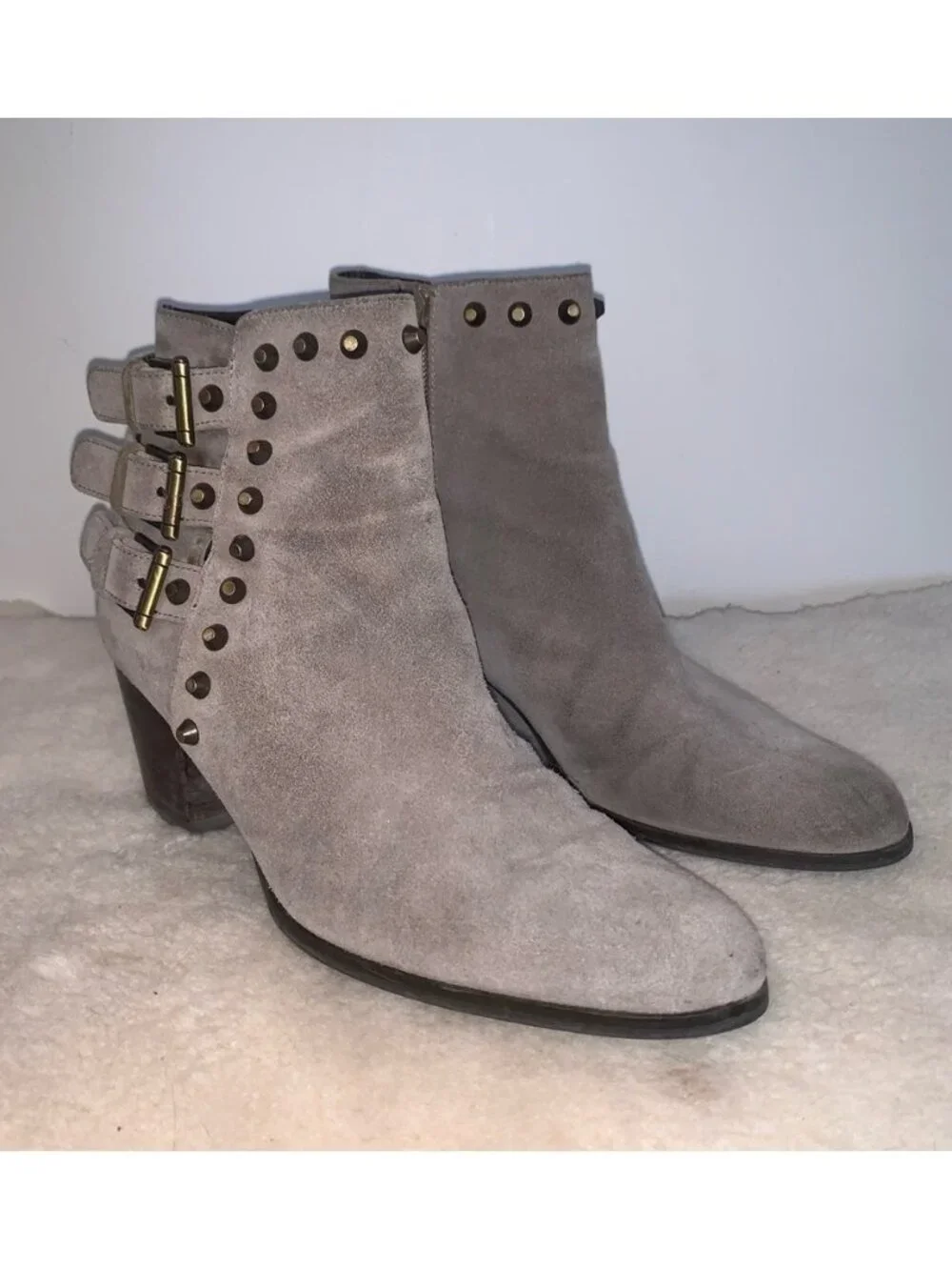 Stuart Weitzman Kickstart Studded Suede Ankle Boot 6